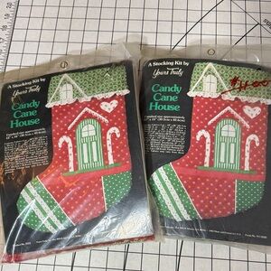 2 Sealed 1982 Yours Truly “Candy Cane House” Stocking Kits – Vintage Christmas